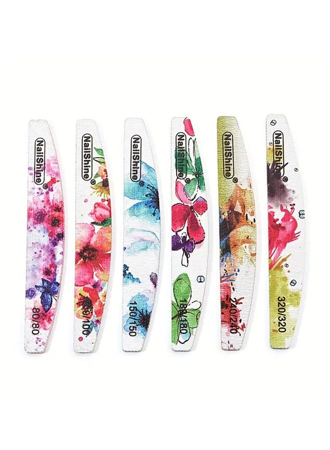 10pcs Pink 80 Grit Nail Files Buffers 6 Grit Levels 80 320 Floral Pattern Durable - Image 2