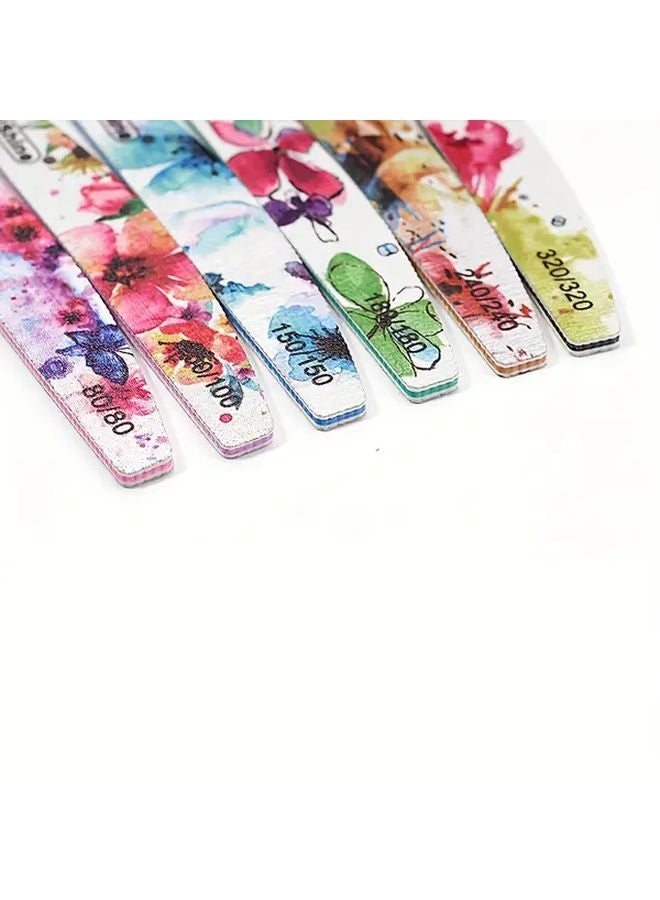 10pcs Pink 80 Grit Nail Files Buffers 6 Grit Levels 80 320 Floral Pattern Durable - Image 3