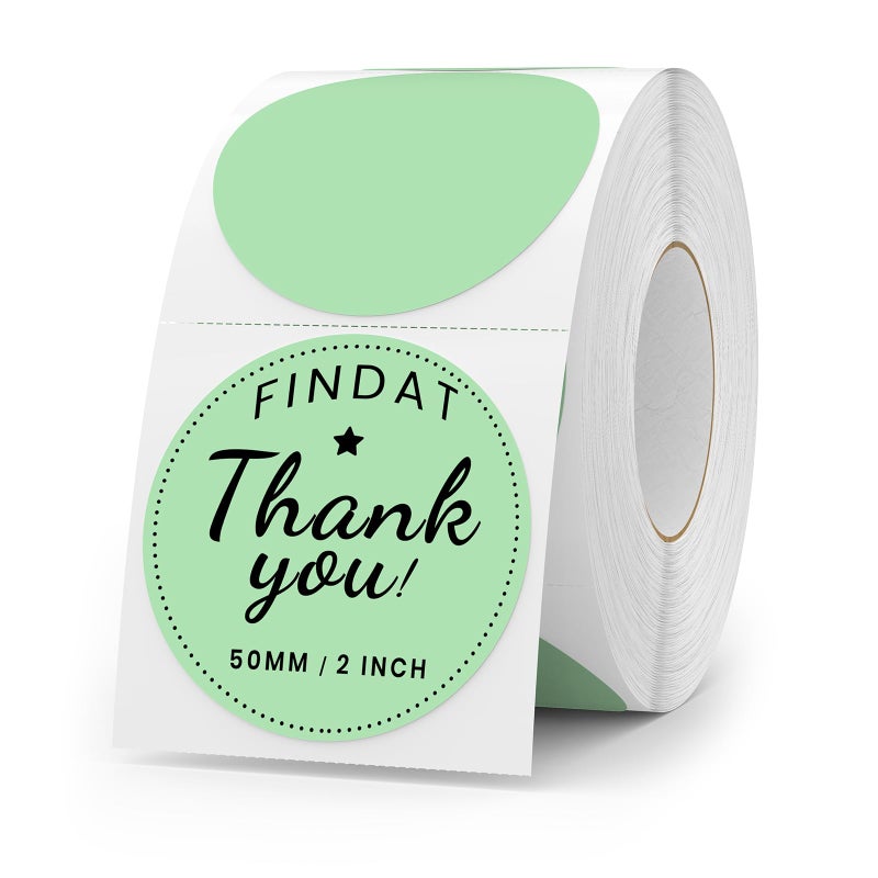 FINDAT Circle Thermal Labels 2 Inch Vinyl Round Green Direct Printer Stickers Waterproof SelfAdhesive Decals Label for Logo Design Sealing Office Address 500 PCS - Image 2