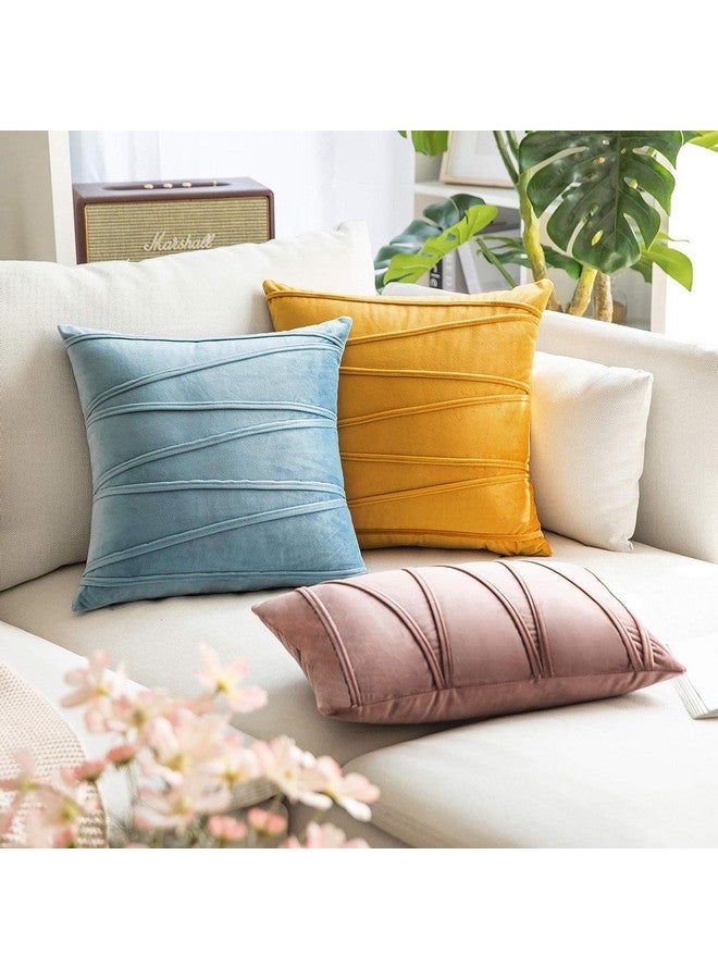 Khooti Velvet Cushion Cover Pack of 2-22" x 22" / 56 x 56 cm - Gold - Soft Pillow Covers Cushion Case for Sofa Bedroom Livingroom Chair Car, Cushion Cover with Random Zig Zag Pattern - Image 5