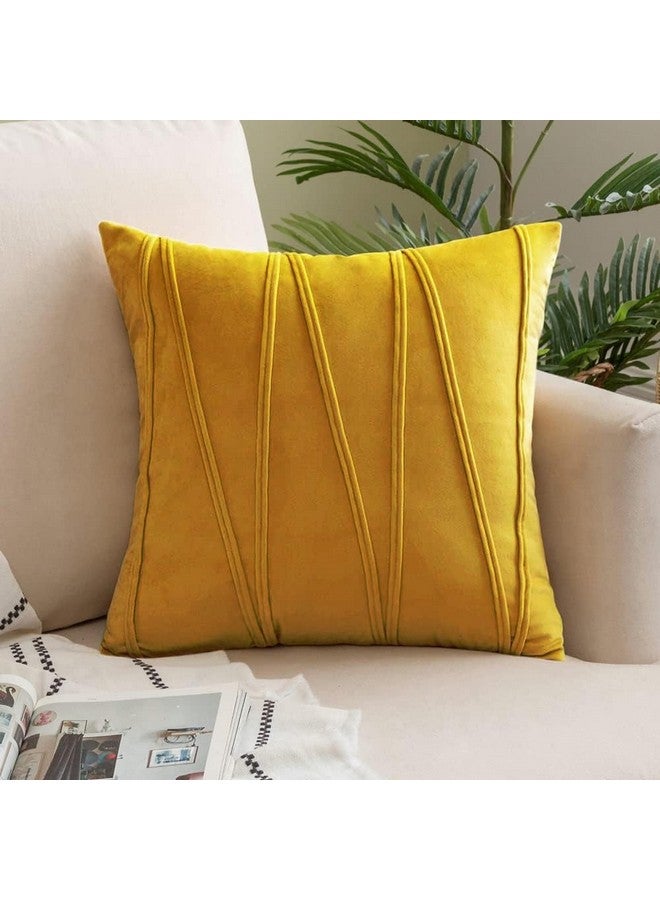 Khooti Velvet Cushion Cover Pack of 2-22" x 22" / 56 x 56 cm - Gold - Soft Pillow Covers Cushion Case for Sofa Bedroom Livingroom Chair Car, Cushion Cover with Random Zig Zag Pattern - Image 2