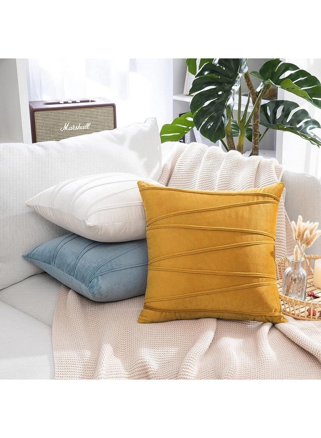 Khooti Velvet Cushion Cover Pack of 2-22" x 22" / 56 x 56 cm - Gold - Soft Pillow Covers Cushion Case for Sofa Bedroom Livingroom Chair Car, Cushion Cover with Random Zig Zag Pattern - Image 3
