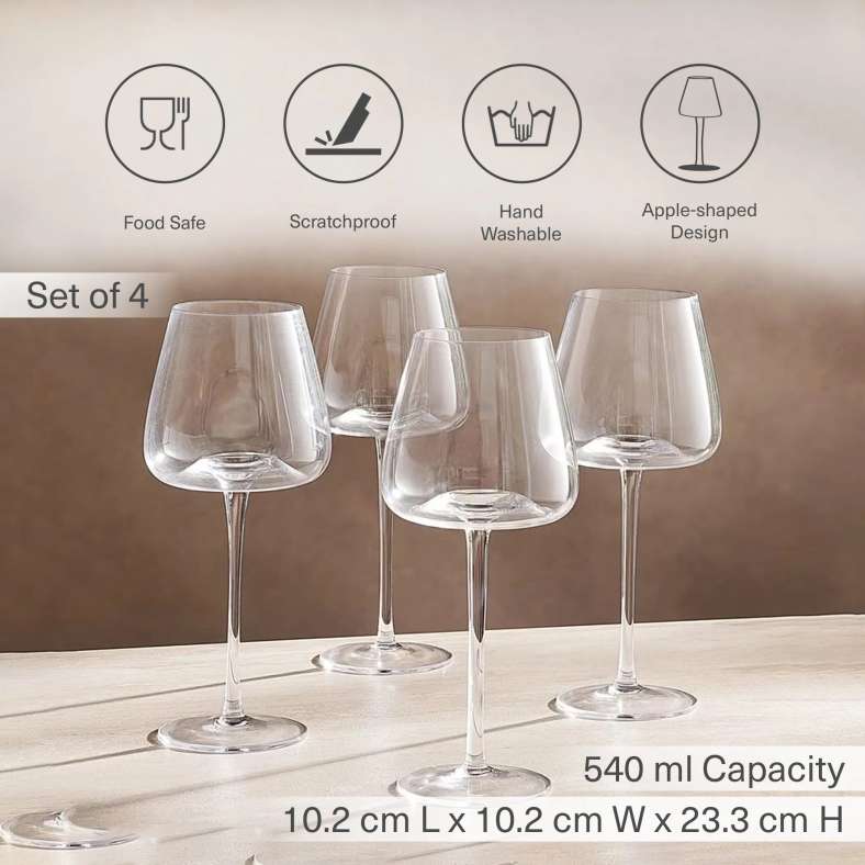 Pan Home Melora 4-Piece Stemware Glass Set 540ml -Clear - 174TDL9900005 - Image 4