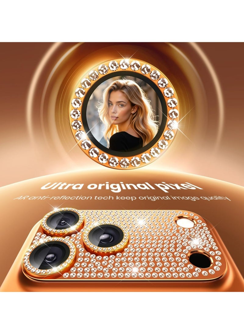 إكس ليفيل آيفون 17 برو ماكس كاميرا عدسة حماية الماس بلينج - [ليس من السهل السقوط] [الامتصاص القوي] جليتر المعدن سبيكة الألومنيوم الكاميرا الخلفية غطاء الشاشة الملحقات ، البرتقال الكوني - Image 2
