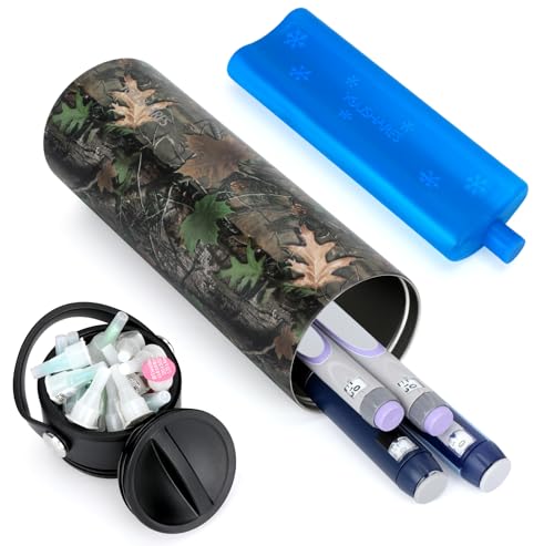 YOUSHARES Insulin Cooler Travel Case 48H NonElectric Cooling Bottle with TSA Approved Ice Pack Diabetic Medication Pen Vials Refrigerator Medical Carry Case Portable for 15 EpiPens