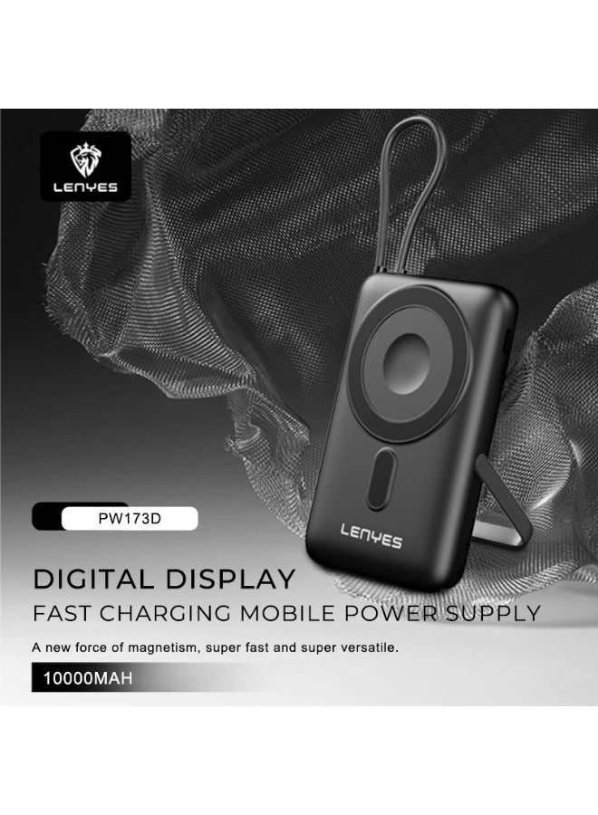 LENYES PW173D 3-in-1 10,000mAh Wireless Power Bank – Fast Charging for iPhone, Apple Watch & Earbuds, 15W Wireless, 20W Type-C, Magnetic Stand - Image 5