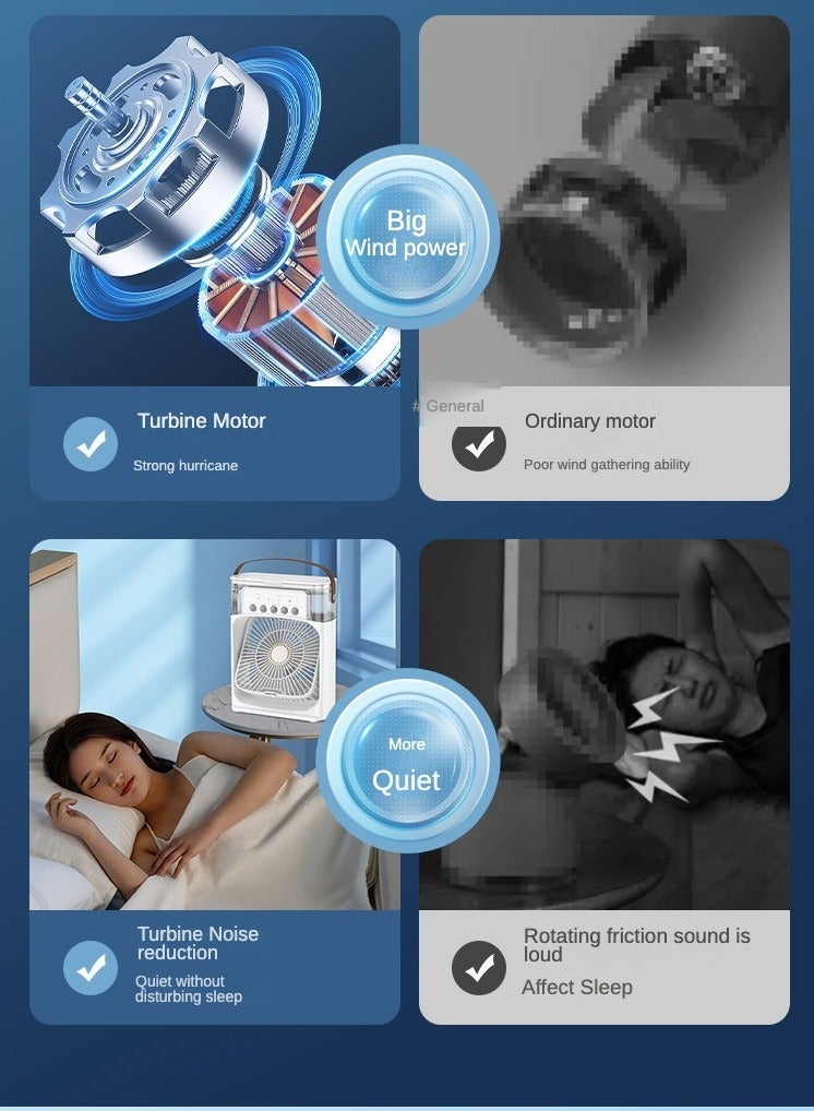 إسكدنيا مروحة مرطب محمولة مكيف هواء منزلي صغير مبرد هواء صغير تبريد مائي محمول ضبط الهواء للمكتب مروحة بثلاث سرعات (أخضر) - Image 5