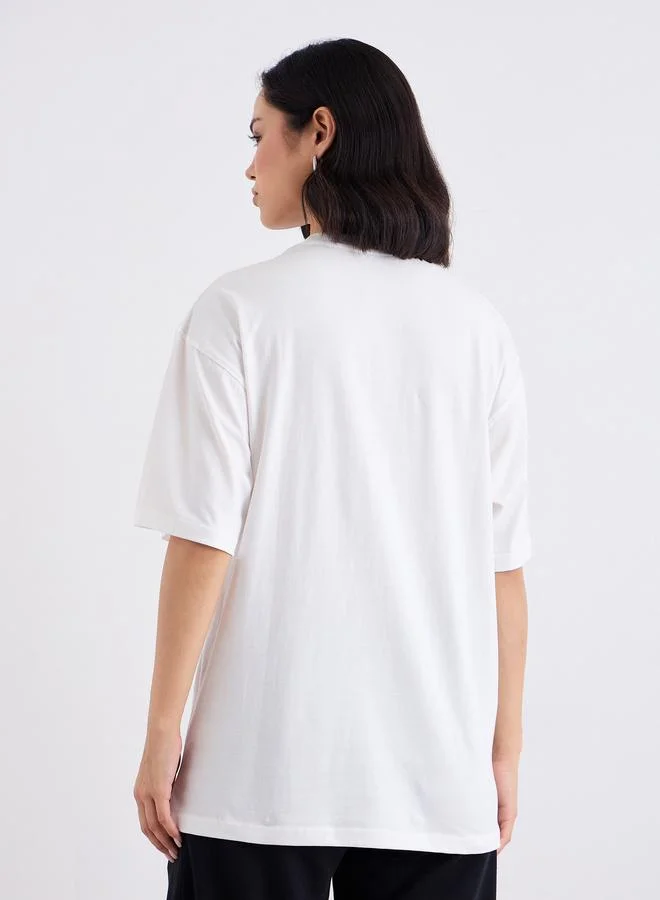 Styli Styli Embroidered Slogan Oversized T-Shirt
