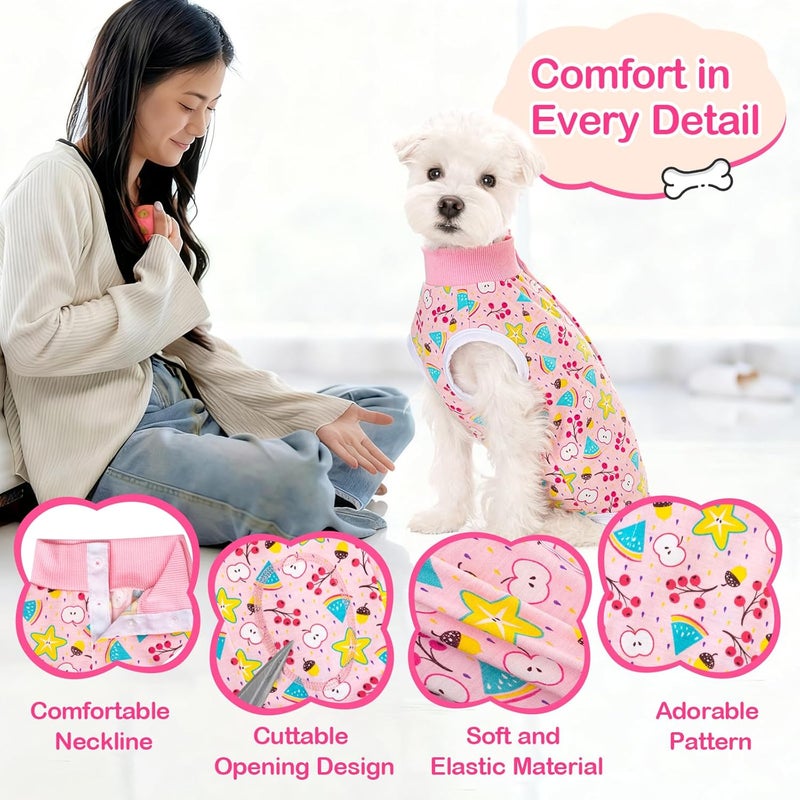 Coppthinktu Recovery Suit Dogs After Surgery Dog Onesie Bodysuit Neuter Spay Puppy Suits, Male Female Post-Op Surgery Clothes Wounds E-Collar Cone Alternative Anti Licking Fruit L - Image 3