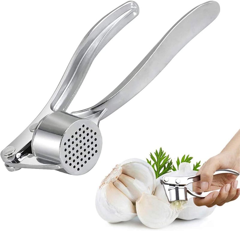 brandless Garlic Press Stainless Steel Premium Professional Kitchen Garlic Crusher Ergonomic Handle Rust Proof Easy Squeeze Clean Dishwasher Safe Kitchen Cooking Gadget - Image 1