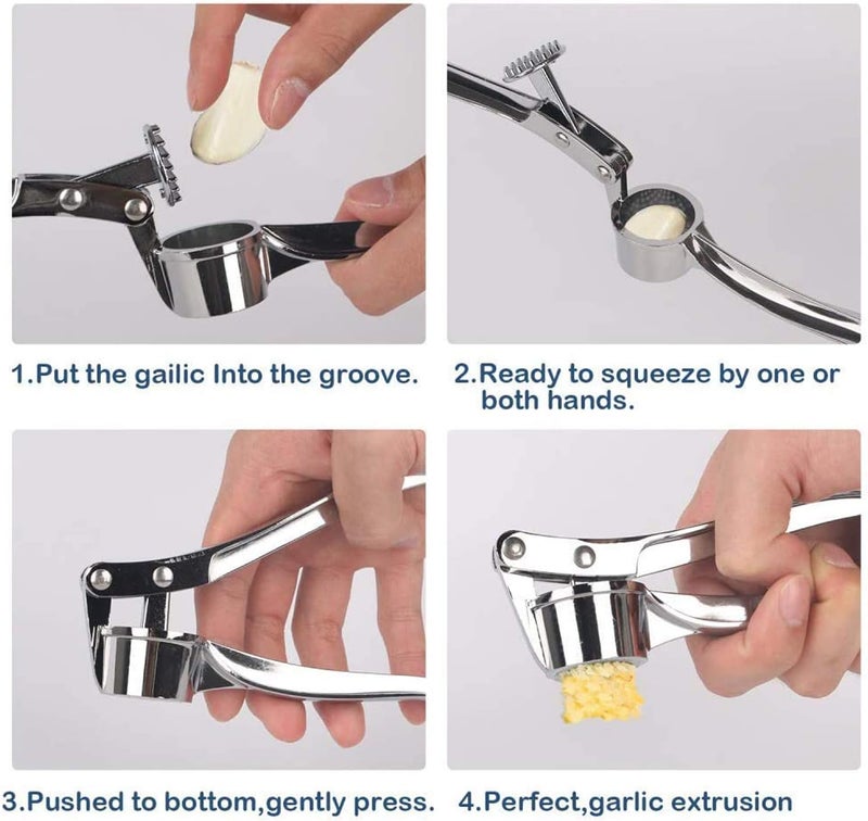 brandless Garlic Press Stainless Steel Premium Professional Kitchen Garlic Crusher Ergonomic Handle Rust Proof Easy Squeeze Clean Dishwasher Safe Kitchen Cooking Gadget - Image 4