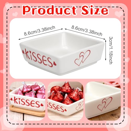 ISTOOLL Valentines Day Decorations 2pcs Ceramics Candy Mini Dish Chocolate Candy Storage for Home Kitchen Tiered Tray Table Galentines Day Party Centerpieces Decor - Image 2