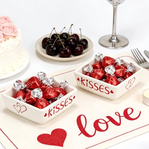 ISTOOLL Valentines Day Decorations 2pcs Ceramics Candy Mini Dish Chocolate Candy Storage for Home Kitchen Tiered Tray Table Galentines Day Party Centerpieces Decor - Image 3