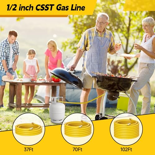 Vruelia CSST Gas Line 70Ft 3/4'', Professional Underground Flexible Gas Line with 2 Brass NPT Fittings & Gloves, Contractor-Grated Stainless Steel Propane Hose for Grill, Heater, RV Conversion - Image 4