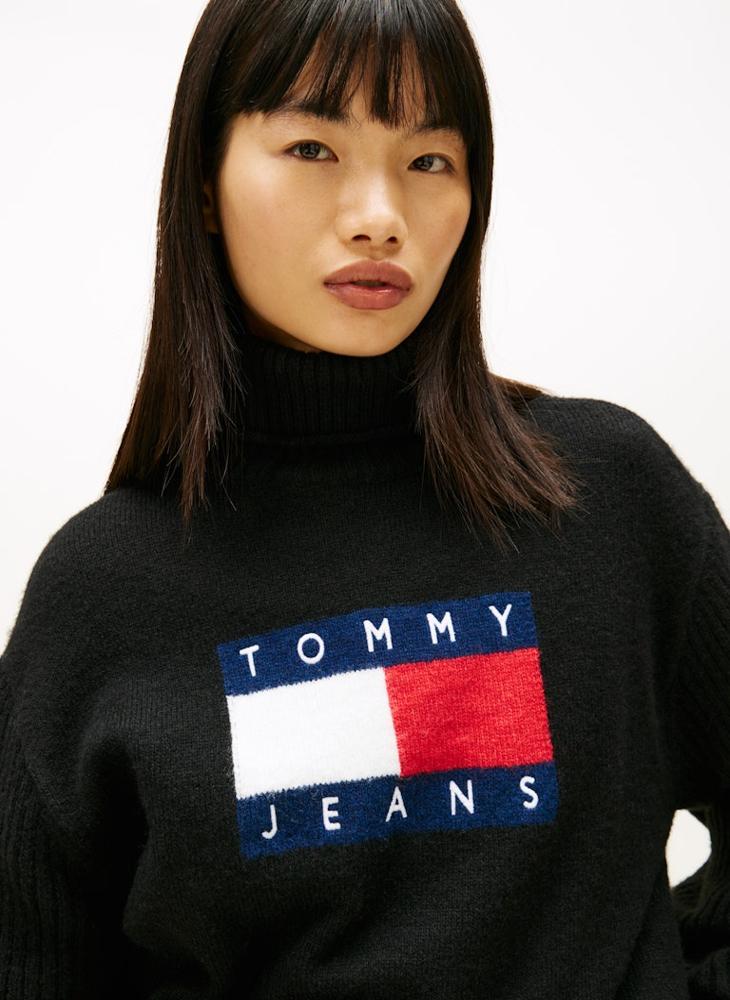 TOMMY JEANS Logo Turtle Neck Pullover Sweater - Image 3
