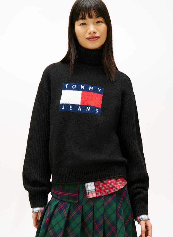 TOMMY JEANS Logo Turtle Neck Pullover Sweater - Image 1
