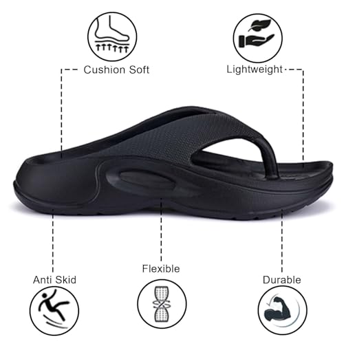 BERSACHE Lightweight Stylish Flip Flop with Sole for Men (Black) - Image 5