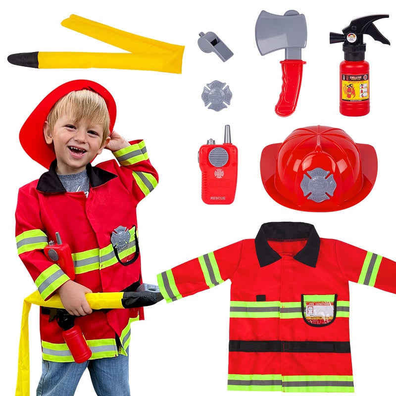 Liberry Fireman Costume for Kids 3 4 5 Years Old, Firefighter Tools with Fire Extinguisher, Pretend Play Toy Gift for Toddler Boys & Girls - Image 1