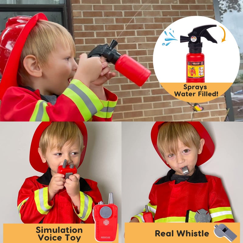 Liberry Fireman Costume for Kids 3 4 5 Years Old, Firefighter Tools with Fire Extinguisher, Pretend Play Toy Gift for Toddler Boys & Girls - Image 2