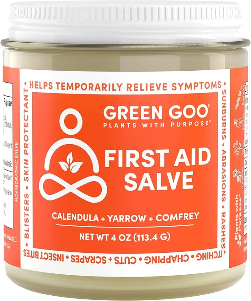 Green Goo First Aid Salve AllNatural Cream for Healing Cuts Scrapes Blisters Chafing Sunburns More 4 Oz - Image 1
