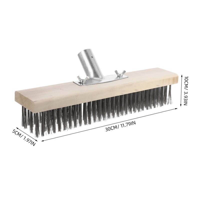 Amosfun Outdoor Stainless Steel Scrubbing Brush Heavy Duty Moss Handle For Efficient Cleaning Concrete Patio Garden 30X10X5CM - Image 3
