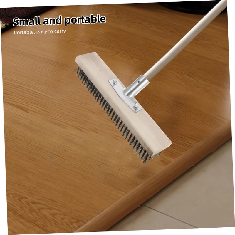 Amosfun Outdoor Stainless Steel Scrubbing Brush Heavy Duty Moss Handle For Efficient Cleaning Concrete Patio Garden 30X10X5CM - Image 4