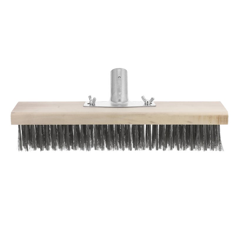Amosfun Outdoor Stainless Steel Scrubbing Brush Heavy Duty Moss Handle For Efficient Cleaning Concrete Patio Garden 30X10X5CM - Image 2