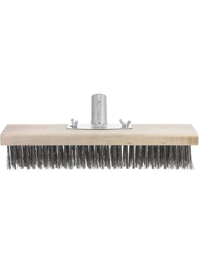 Amosfun Outdoor Stainless Steel Scrubbing Brush Heavy Duty Moss Handle For Efficient Cleaning Concrete Patio Garden 30X10X5CM - Image 1