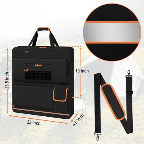 Wigojoy Solar Panel Storage Bag with Orange Lining, Deepened Opening, Zipper with Pull and Multi-Accessory Space Solar Panel Travel Carrying Case Fit for Jackery SolarSaga 100W 100X 200W, Black - Image 5