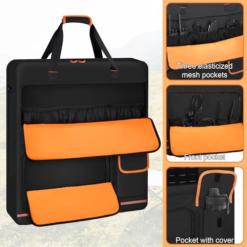Wigojoy Solar Panel Storage Bag with Orange Lining, Deepened Opening, Zipper with Pull and Multi-Accessory Space Solar Panel Travel Carrying Case Fit for Jackery SolarSaga 100W 100X 200W, Black - Image 4