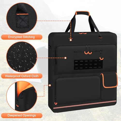 Wigojoy Solar Panel Storage Bag with Orange Lining, Deepened Opening, Zipper with Pull and Multi-Accessory Space Solar Panel Travel Carrying Case Fit for Jackery SolarSaga 100W 100X 200W, Black - Image 3