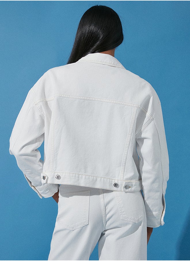 trendyol - White Oversize Denim Jacket TWOSS24CE00033 - Image 1