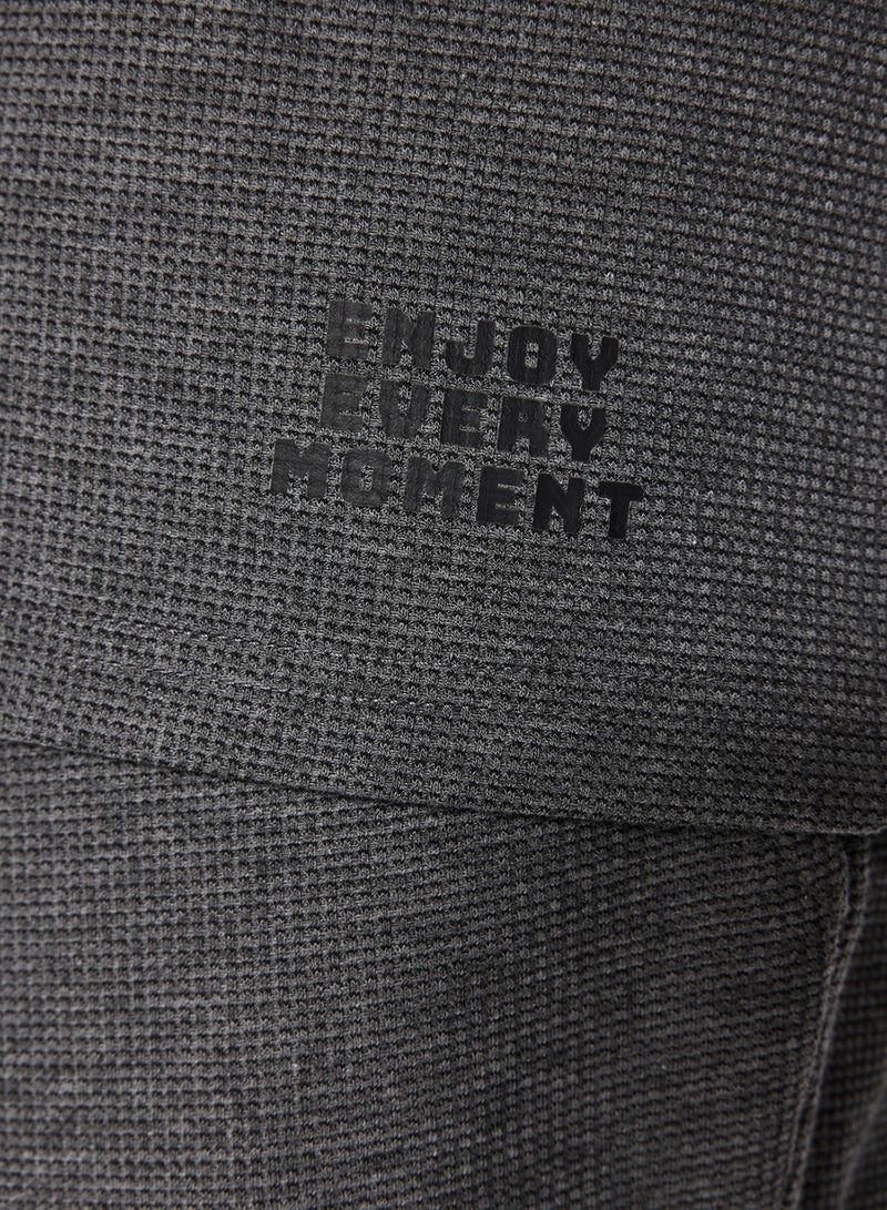 trendyol Anthracite Regular Fit Textured Knitted Shorts Pajamas Set TMNSS23PT00032 - Image 5