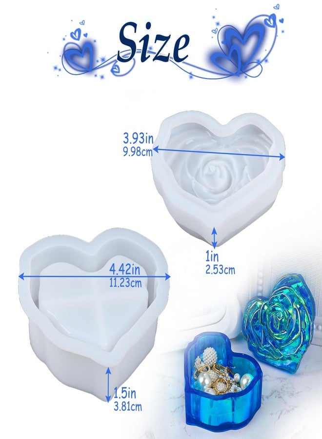 Dacies Heart Jar Resin Mold with Rose Lid Epoxy Resin Storage Box Casting Mould DIY Jewelry Trinket Candy Container Silicone Moulds Epoxy Concrete Cement Plaster Jesmonite Planter Candle Vessel Craft Molds - Image 2