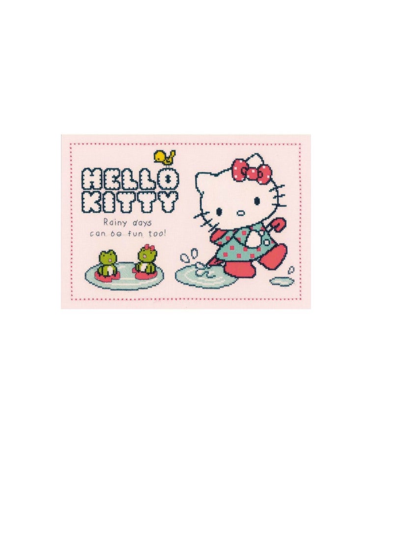 Hello Kitty Rainy Days On Aida Counted Cross Stitch Kit 13.6inch x 9.6inch 14 Count - Image 3