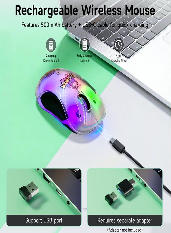 memzuoix 2.4G LED Wireless Mouse, Rechargeable Ergonomic Mouse with Detachable Cover, 1200 DPI Portable Optical Computer Mouse with USB Receiver for Laptop/PC/Desktop/MacBook, 5 Buttons-with Stickers - Image 4