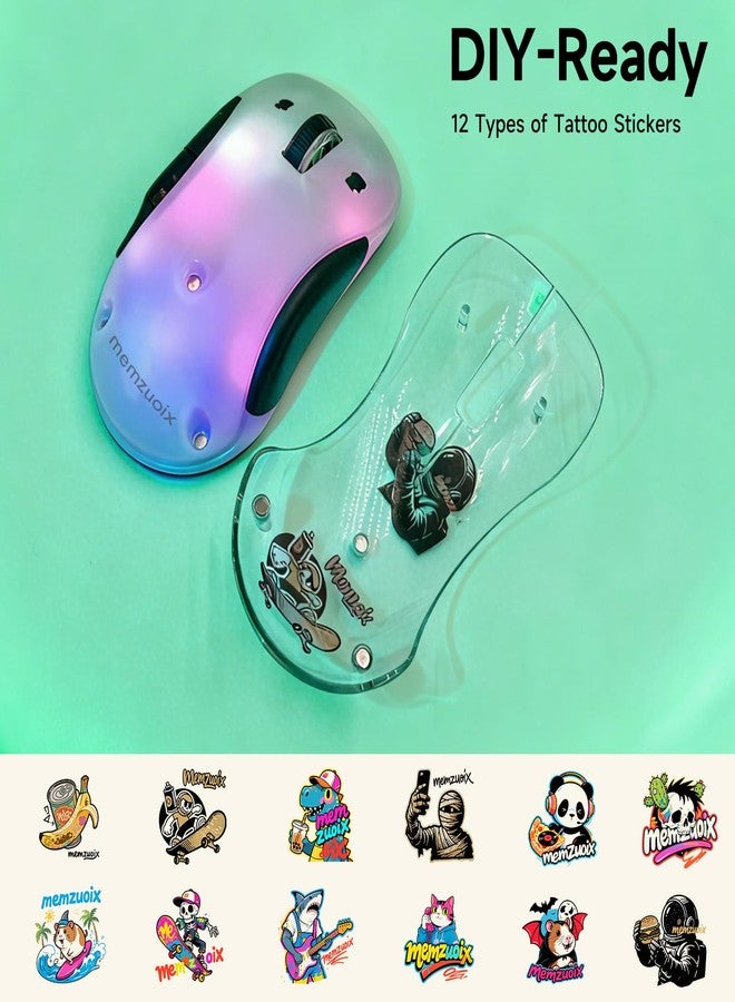memzuoix 2.4G LED Wireless Mouse, Rechargeable Ergonomic Mouse with Detachable Cover, 1200 DPI Portable Optical Computer Mouse with USB Receiver for Laptop/PC/Desktop/MacBook, 5 Buttons-with Stickers - Image 3