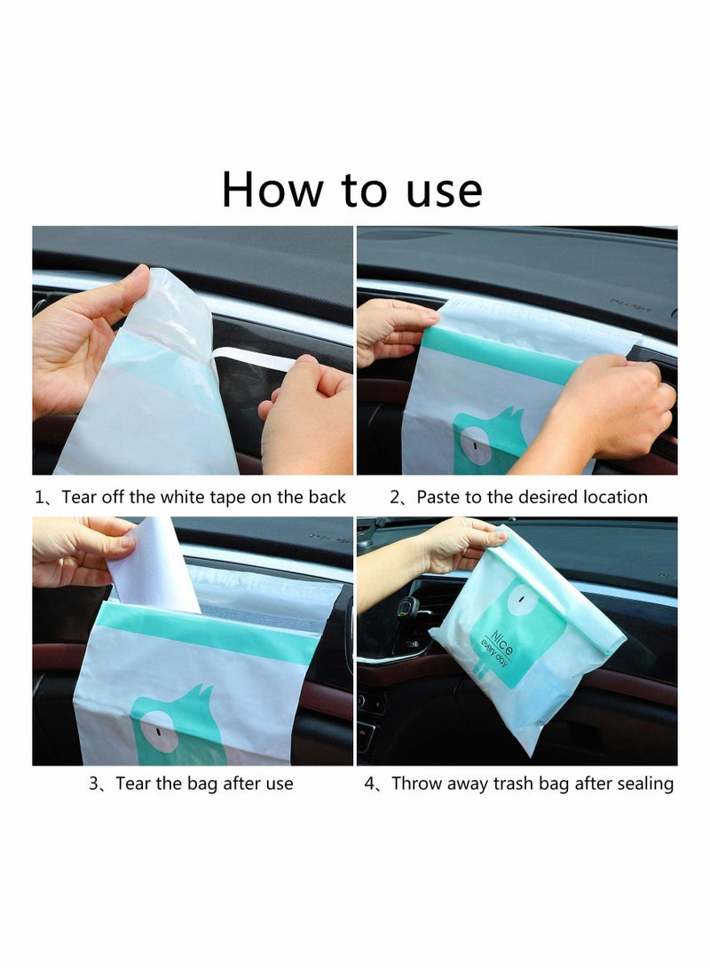 SYOSI Car Trash Bags, Easy Stick-On Disposable Portable Car Garbage Bags, Durable Waterproof Kitchen Trash Bag, Leak Proof Vomit Trash Bag Suitable for Cars, Bedrooms, Bathrooms, Offices (60 PCS) - Image 4