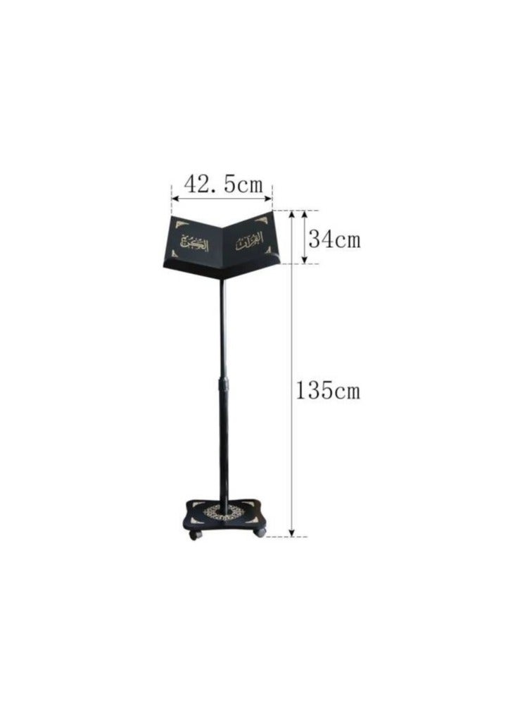 Generic Light Weight Holy Quran Holder Made Up of Wood Equipped with Wheels Height Adjustment. - Image 3
