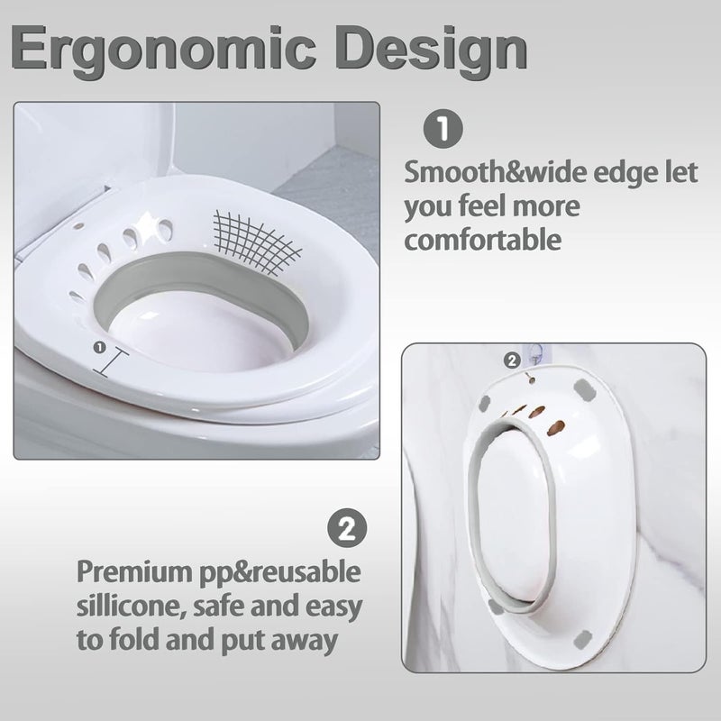 Benting Sitz Bath, Sitz Bath for Hemorrhoids, Sitz Bath for Toilet Seat, Postpartum Care, Sits Bath Kit for Women, Collapsible, Flusher Hose, Drain Holes (Grey) - Image 5