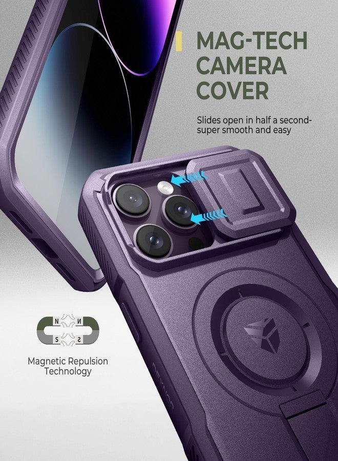Dexnor for iPhone 14 Pro Max Case with Slide Camera Cover&Adjustable Kickstand & Built-in Screen Protector,Magnetic Rugged Shockproof Bumper Cases Heavy-duty Magnetic Protective Cover,Phantom Purple - Image 4