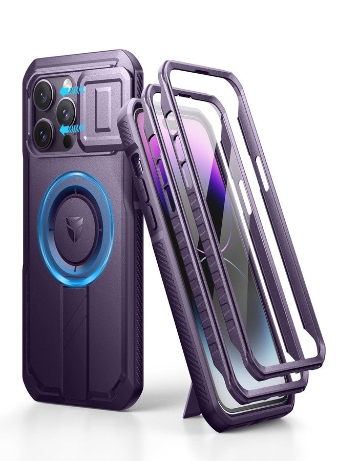 Dexnor for iPhone 14 Pro Max Case with Slide Camera Cover&Adjustable Kickstand & Built-in Screen Protector,Magnetic Rugged Shockproof Bumper Cases Heavy-duty Magnetic Protective Cover,Phantom Purple - Image 1