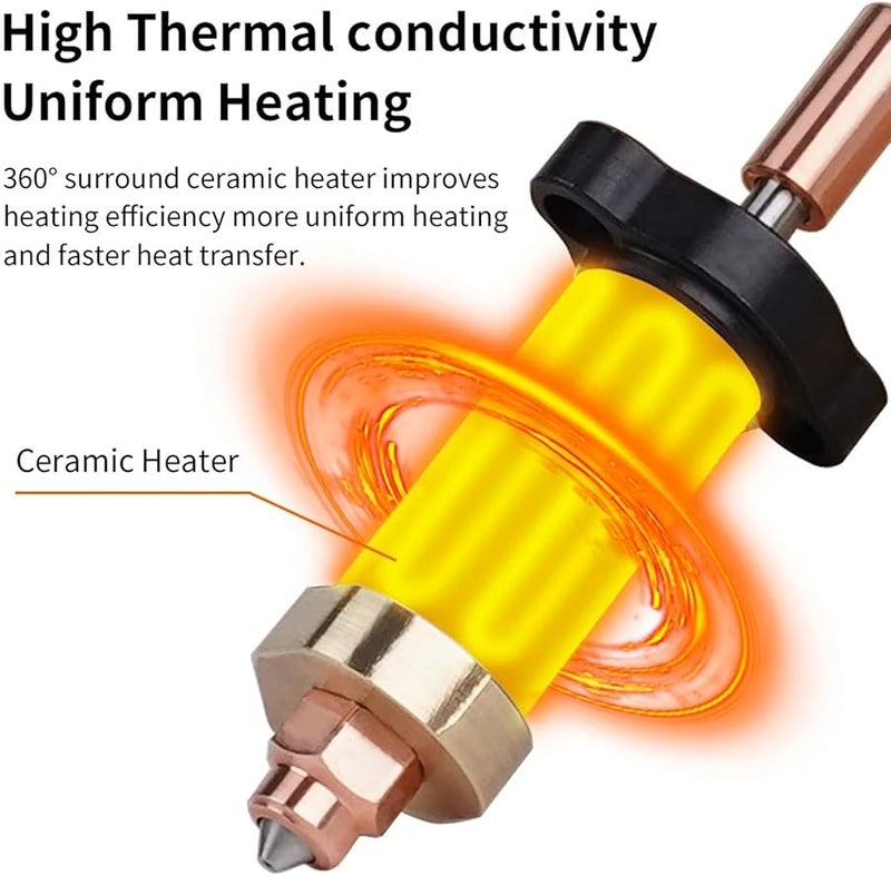 مجموعة رأس تسخين ببثق سيراميك 360 درجة مع فوهة فولاذ مقوى 0.4 مم للطابعة ثلاثية الأبعاد - Image 4