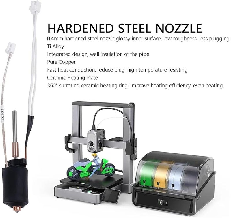 مجموعة رأس تسخين ببثق سيراميك 360 درجة مع فوهة فولاذ مقوى 0.4 مم للطابعة ثلاثية الأبعاد - Image 5