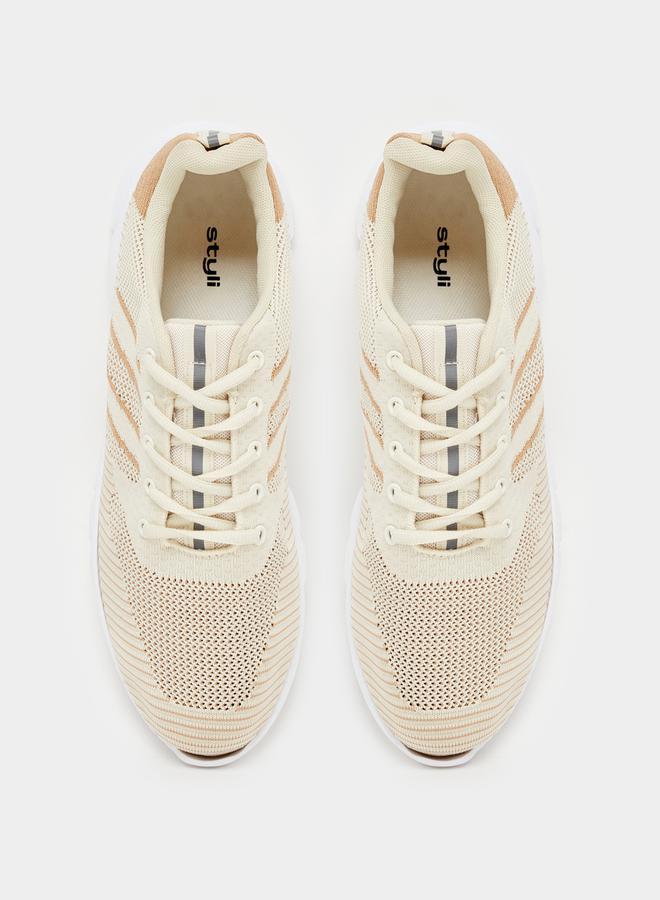 Styli Textured Gripped Sole Lace Up Sneakers  - Image 5