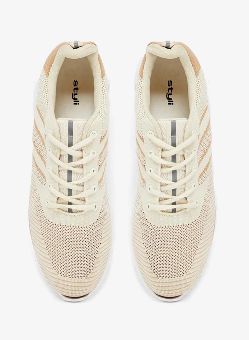 Styli Active  Textured Gripped Sole Lace Up Sneakers for Men | Best Price UAE
