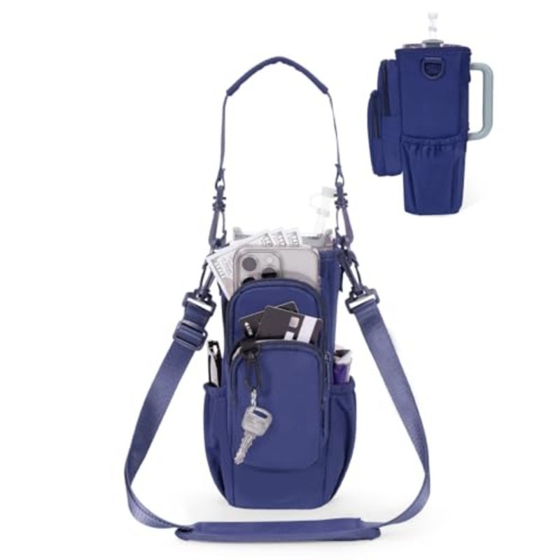 Water Bottle Holder with Strap, Magnetic Gym Bag for Women Fits handled tumblers, phone pocket, adjustable crossbody strap, insulated lining, hands-free for walking, gym and everyday use - Image 1