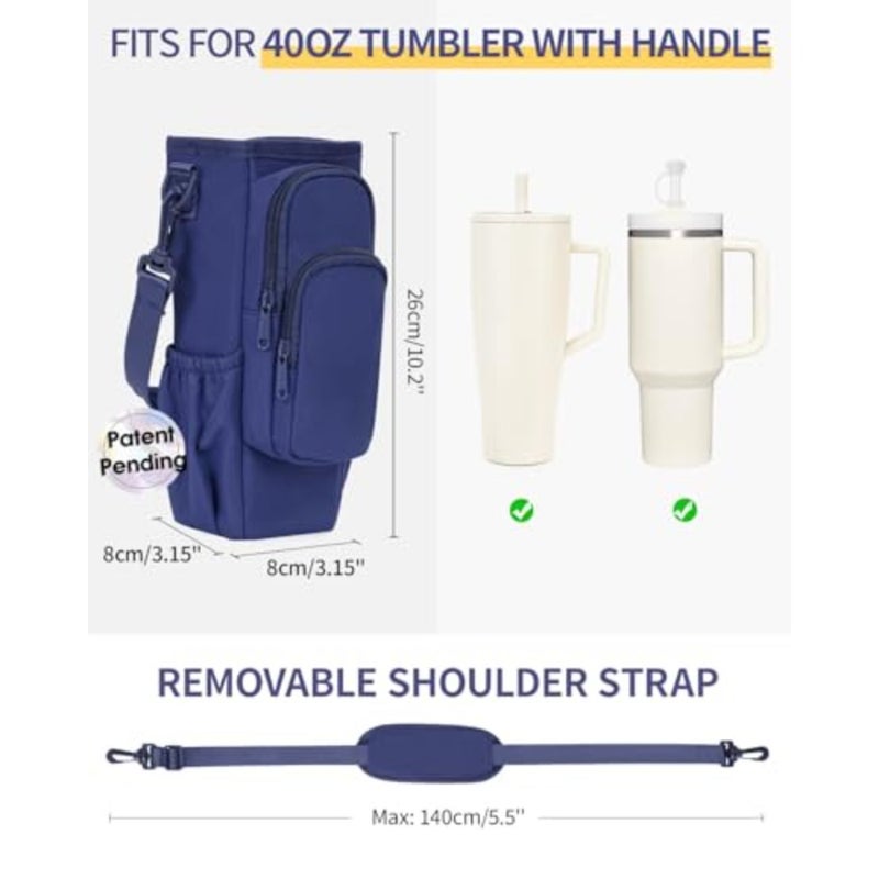 Water Bottle Holder with Strap, Magnetic Gym Bag for Women Fits handled tumblers, phone pocket, adjustable crossbody strap, insulated lining, hands-free for walking, gym and everyday use - Image 2