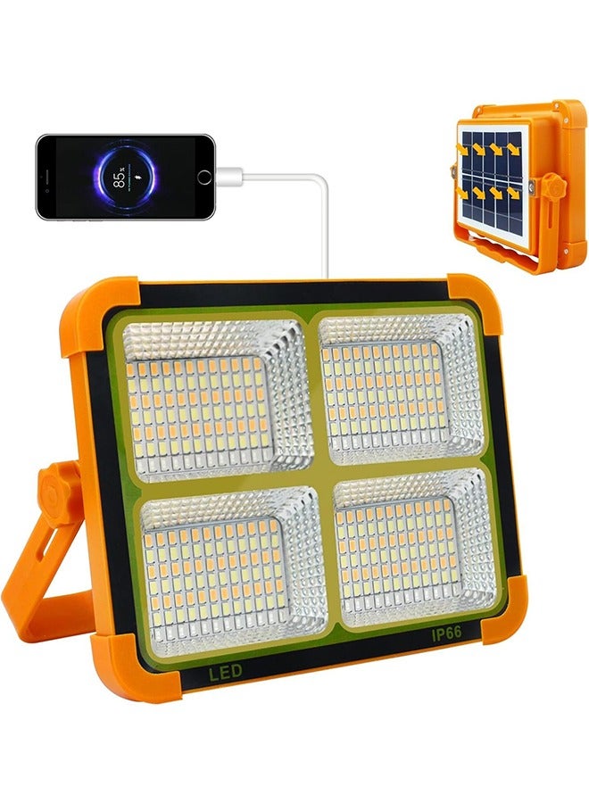 Outdoor LED Solar Light, Work Light Rechargeable 100W, Portable 10 Hours, Emergency Worklight, Yellow - Image 1
