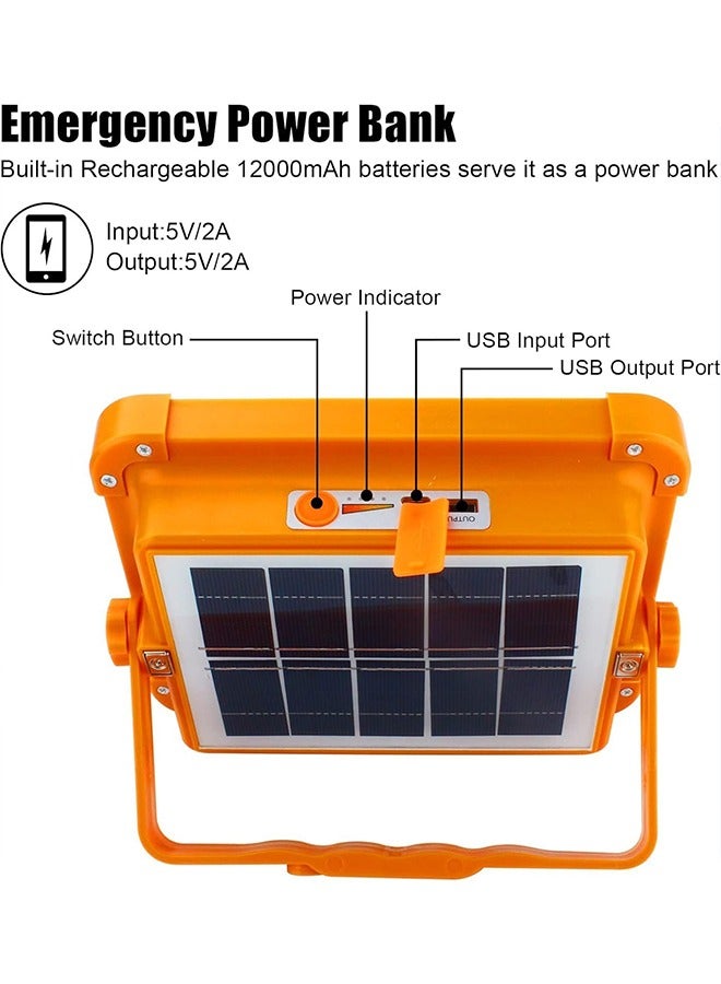 Outdoor LED Solar Light, Work Light Rechargeable 100W, Portable 10 Hours, Emergency Worklight, Yellow - Image 4
